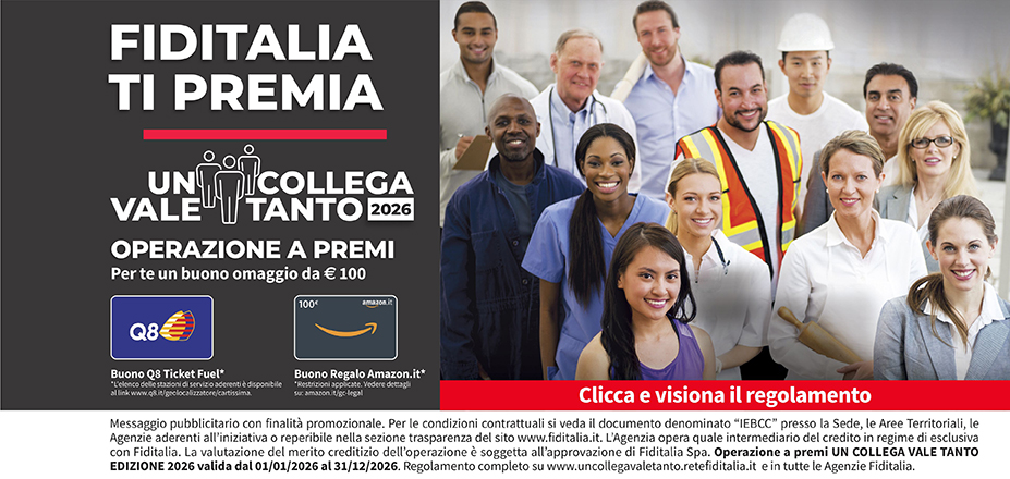 AGENZIA PUGGIONI MAURIZIO Fiditalia | Nuoro | Fiditalia ti premia - Vinci un buono omaggio da €100. Operazione a premi. Clicca e visiona il regolamento. Operazione a premi UN COLLEGA VALE TANTO 2025 valida dal 01/01/2025 al 31/12/2025. Regolamento completo www.uncollegavaletanto.retefiditalia.it